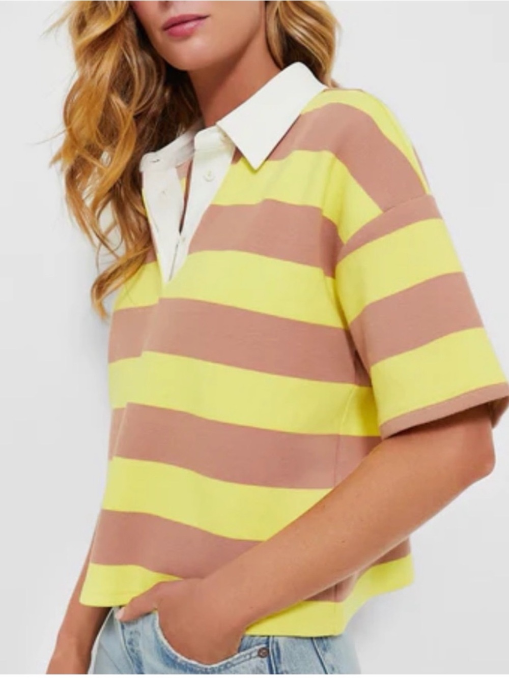 NWT Tuckernuck Citron Stripe Cotton Wesley Rugby Shirt